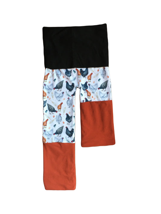 Adjustable Pants - Chickens with Black & Rust