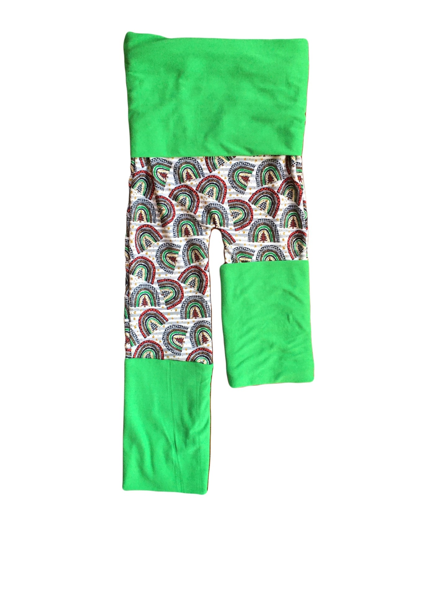 Adjustable Pants - Christmas Rainbow with Green