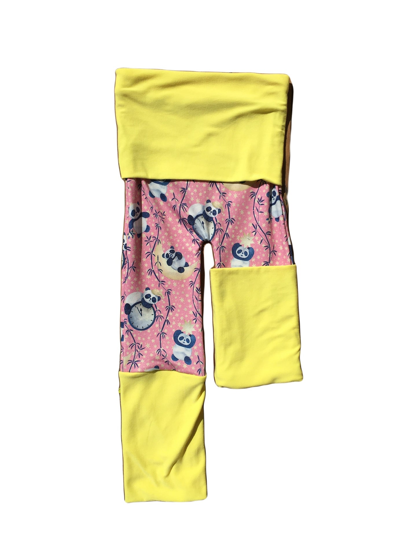 Adjustable Pants - Pink Panda with Yellow