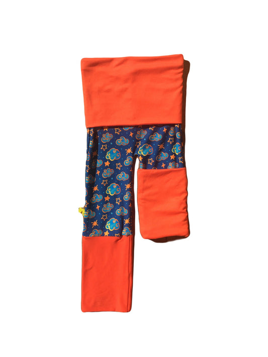 Adjustable Pants - Clouds with Bright Orange
