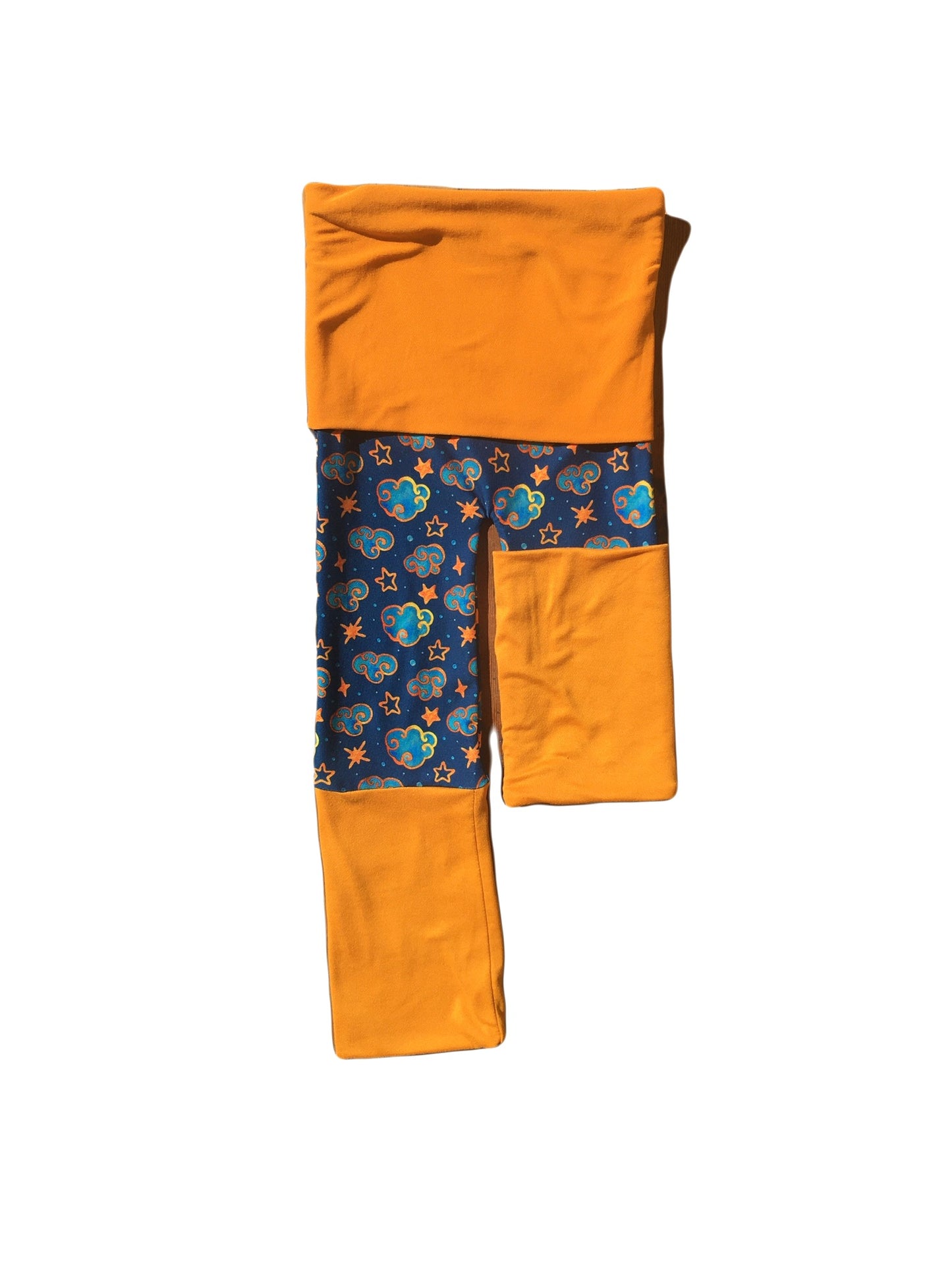 Adjustable Pants - Clouds with Mustard Orange