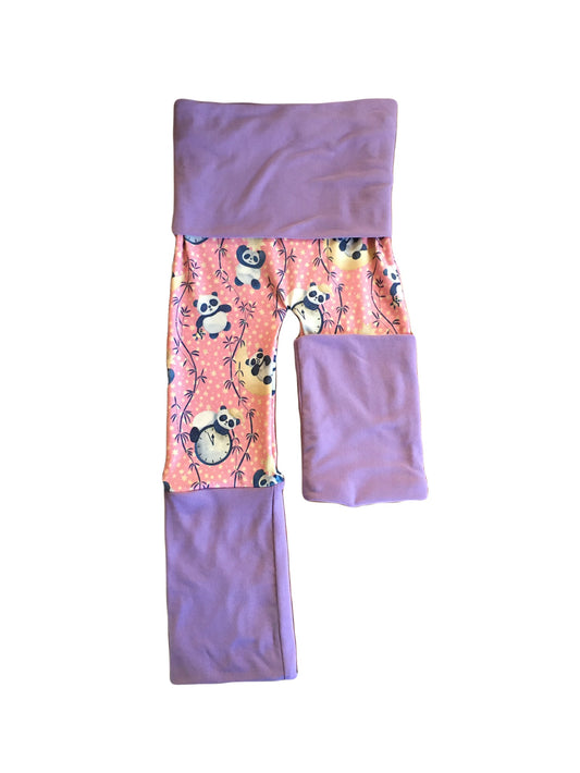 Adjustable Pants - Pink Panda with Light Purple