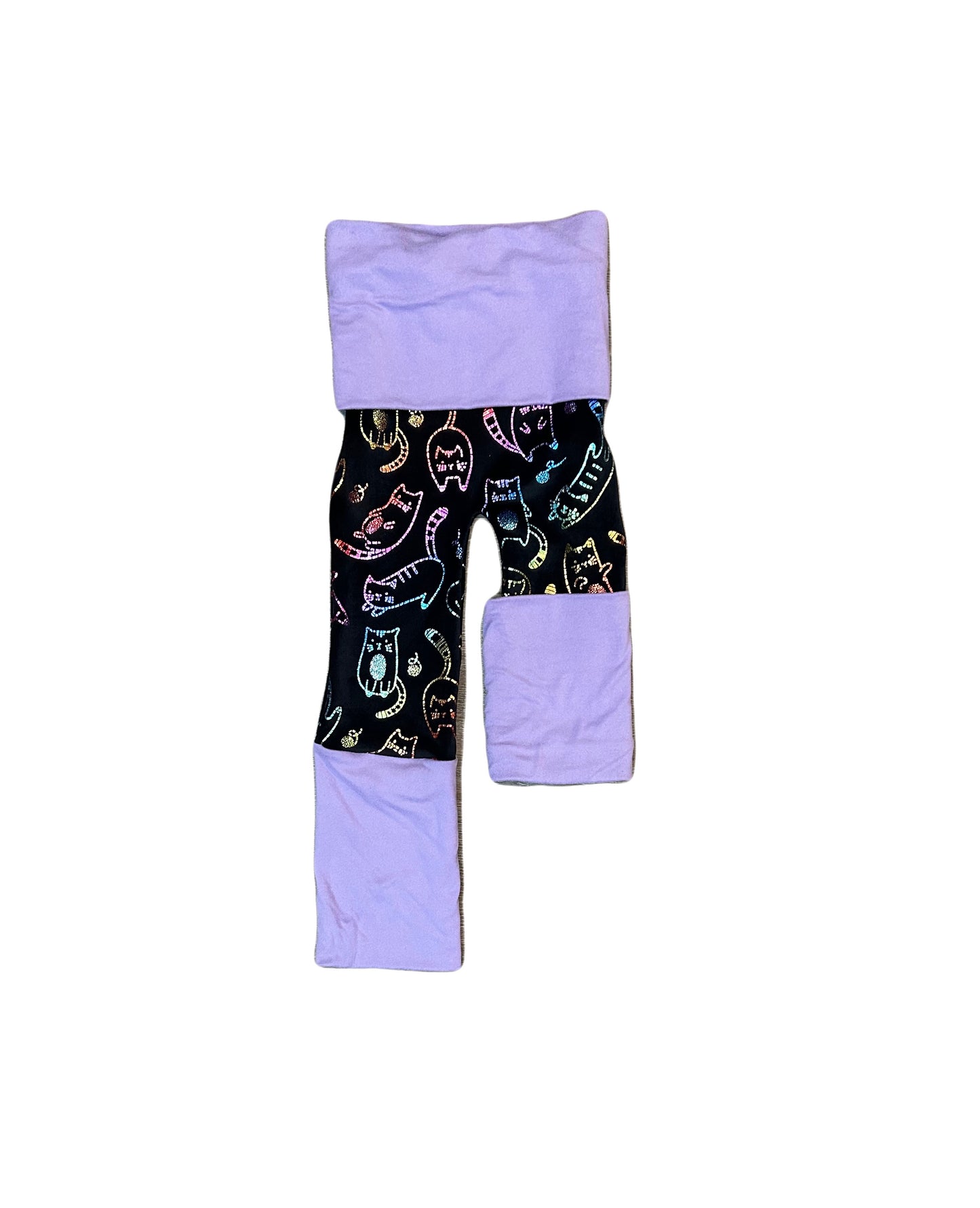 Adjustable pants - rainbow cats with lavender