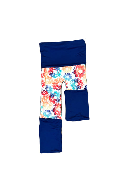 Adjustable Pants - Abstract flowers with blue