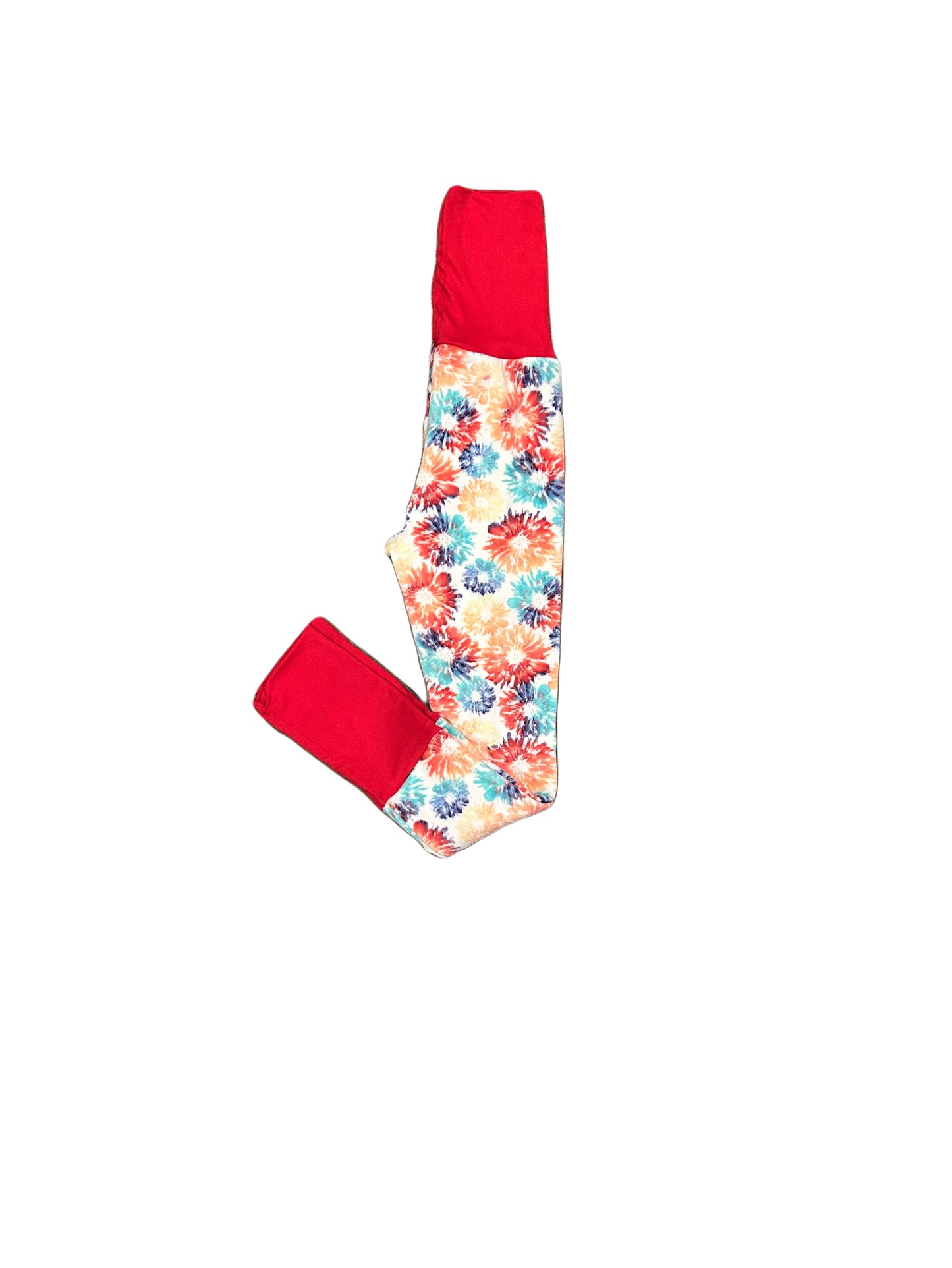 Large Adjustable Pants - abstract flowers with red