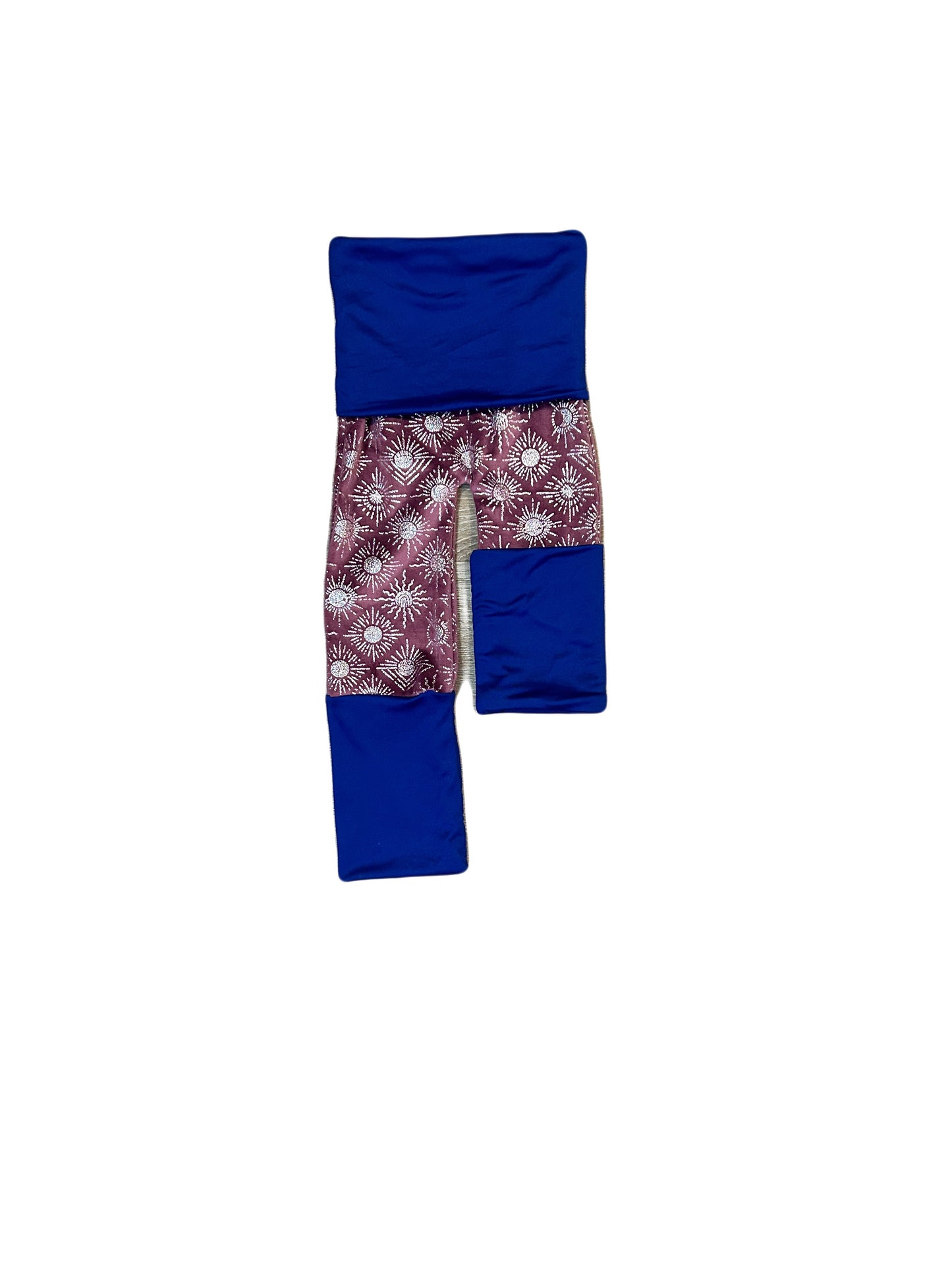 Adjustable pants - purple star bursts with blue