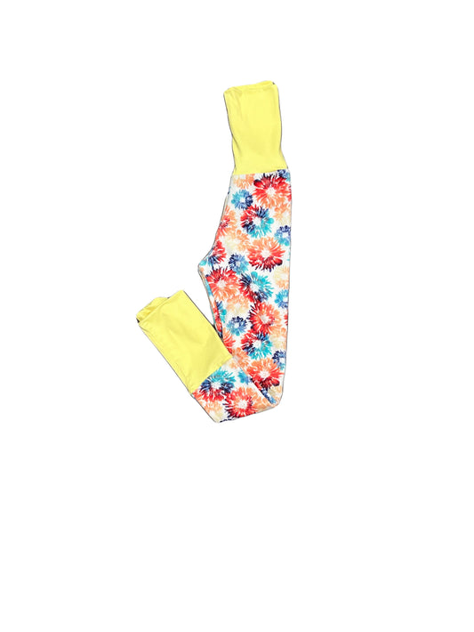 Large Adjustable Pants - abstract flowers with yellow