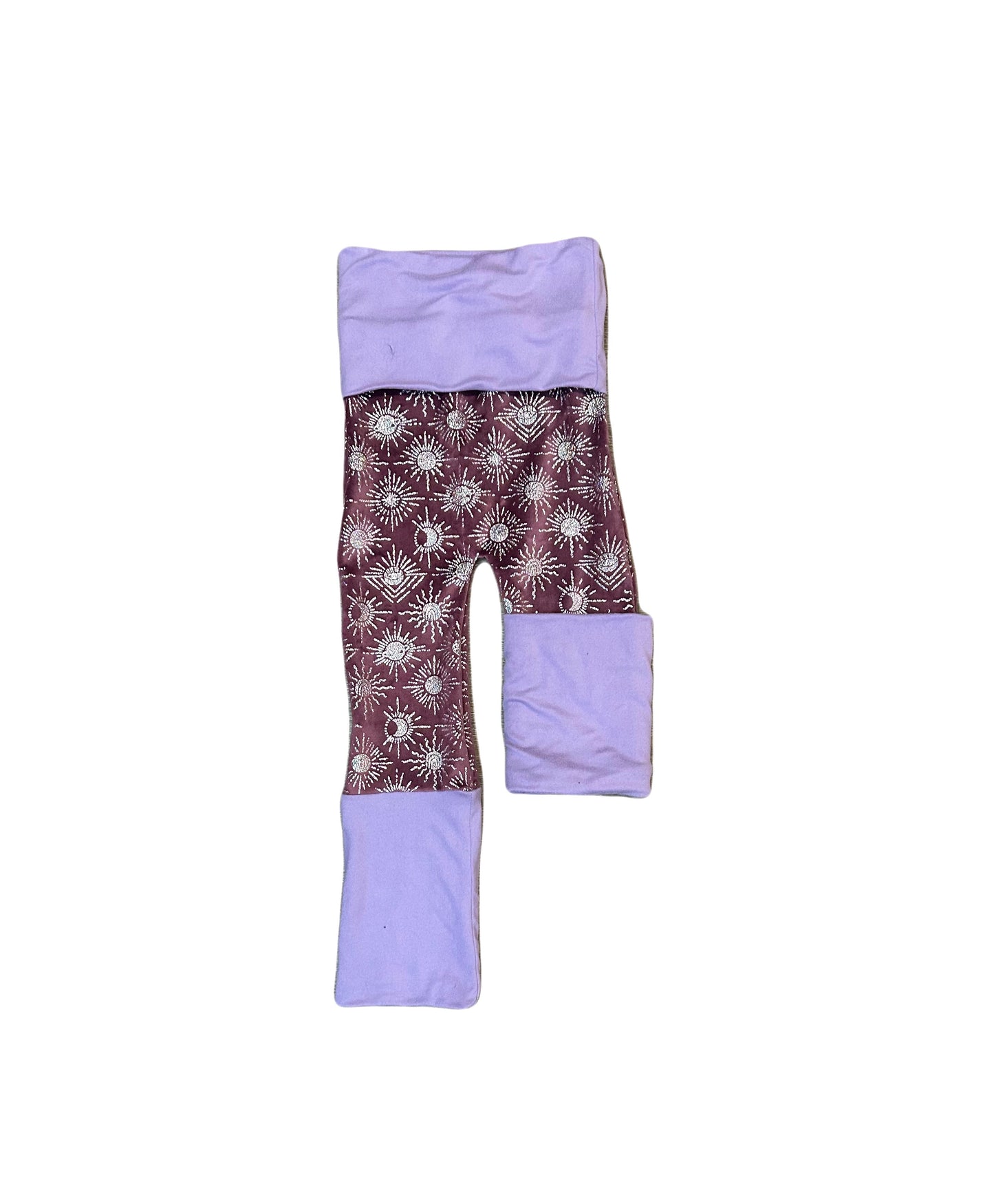 Adjustable pants - purple star bursts with lavender